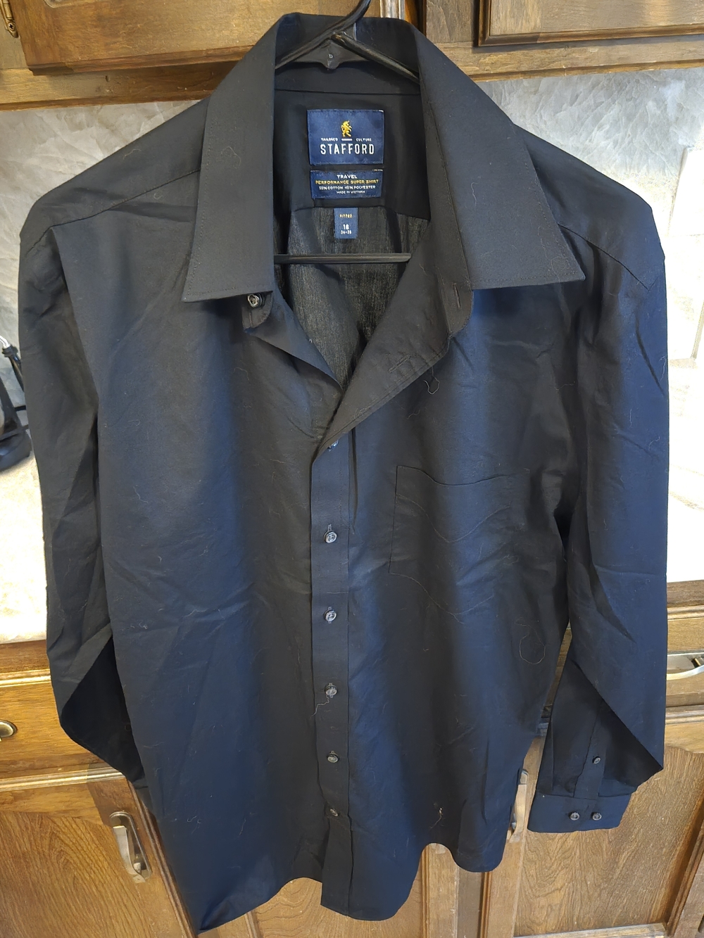 Stafford Black Long-Sleeve Dress Shirt